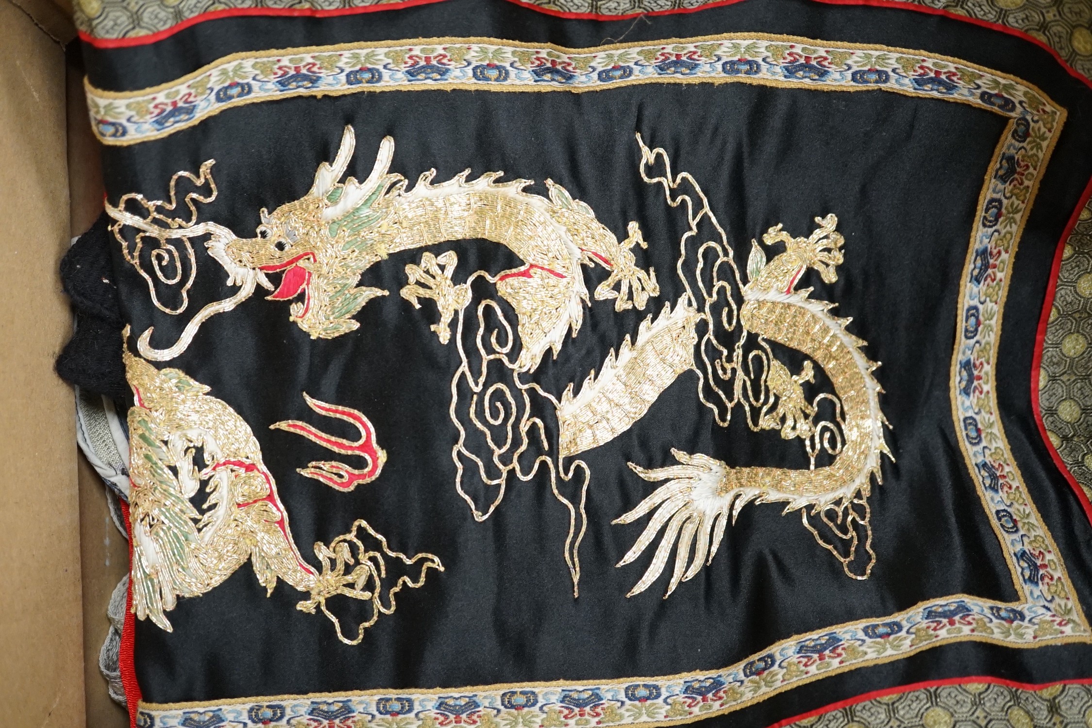 Various mixed Japanese textiles, boxes etc(2boxes)